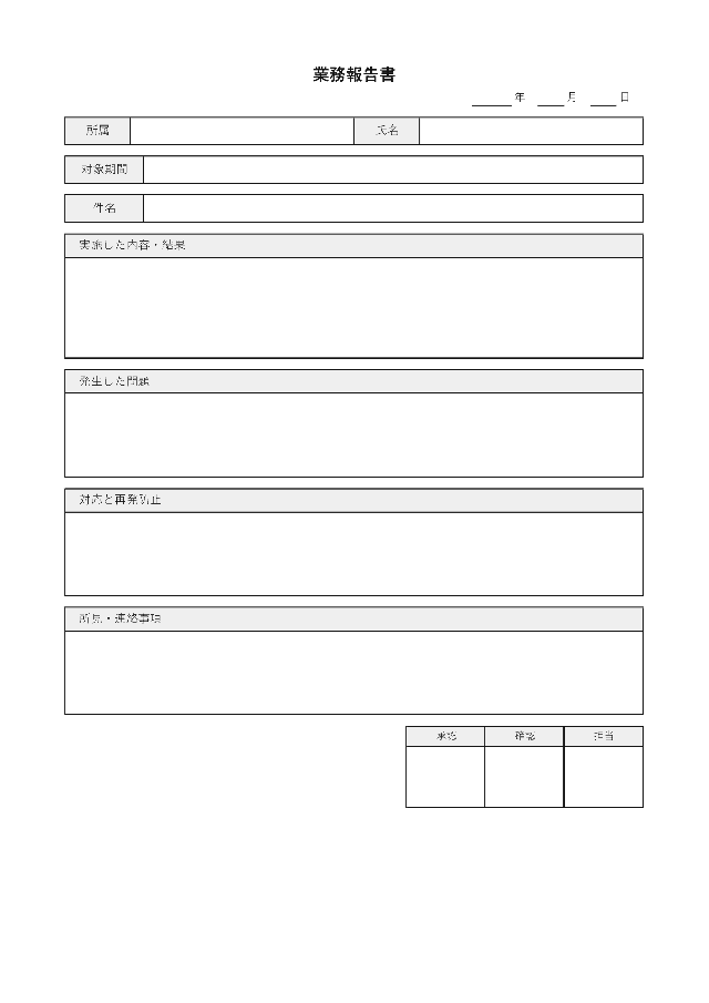 業務報告書の1ページ目