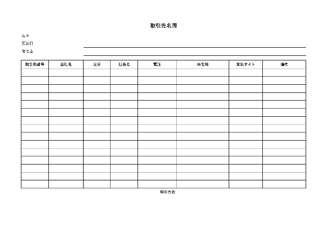 取引先名簿の1ページ目